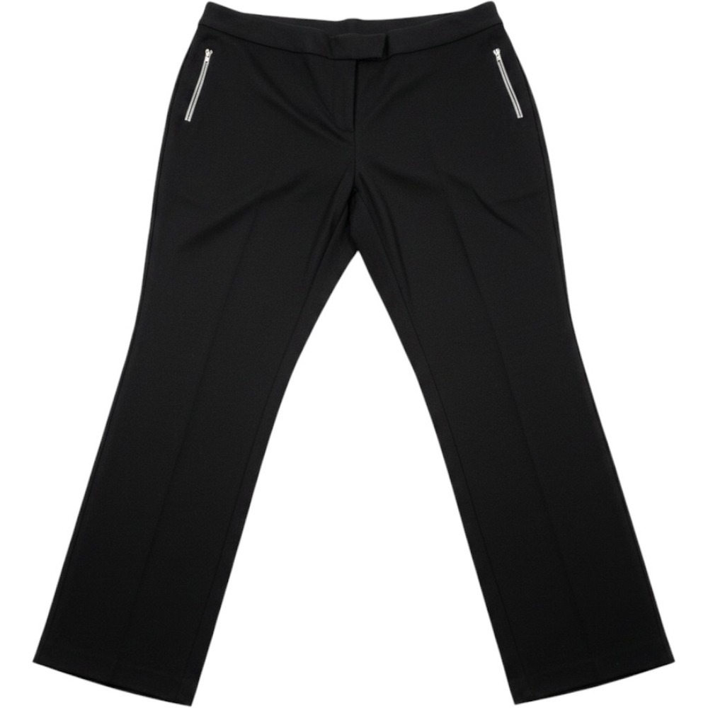 Alfani Dress Pants Womens 20W Black Excellent Ponte Knit Faux Leather Trim Zip
